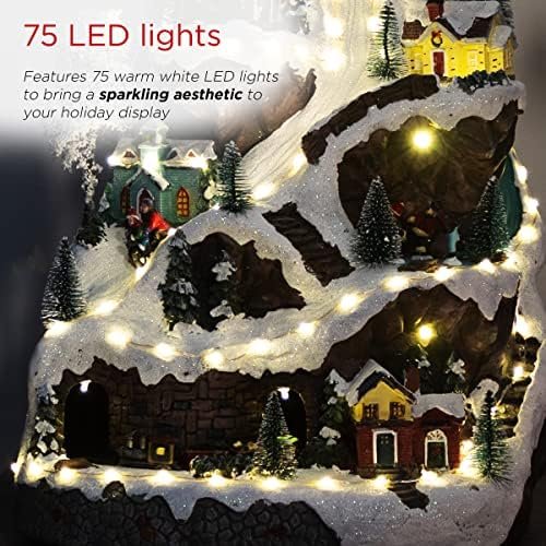 Animated Winter Wonderland Set with 75 LED Lights, Music, Moving Train, Tabletop Christmas Decoration