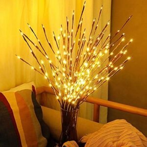  Led Branch Light Battery Operated Lighted Branch Vase Filler Willow Tree Artificial Little Twig Power Brown 30 Inch 20 LED for Home Romantic Decoration, Warm White