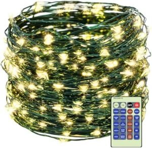 Guirlande Lumineuse de 30m avec 300 LED, Fils de Cuivre Vert, Étanche, pour Intérieur/Extérieur, avec Télécommande, Idéale pour Sapin de Noël, Patio, Jardin, Cour, Plantes.