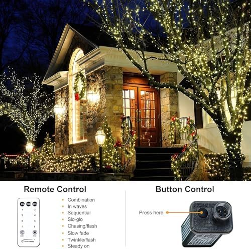 Beautiful Fairy Lights with Remote Control for Home, Garden & Yard – Perfect for Christmas, Wedding, Holiday & Thanksgiving (1pc, Green Wire)