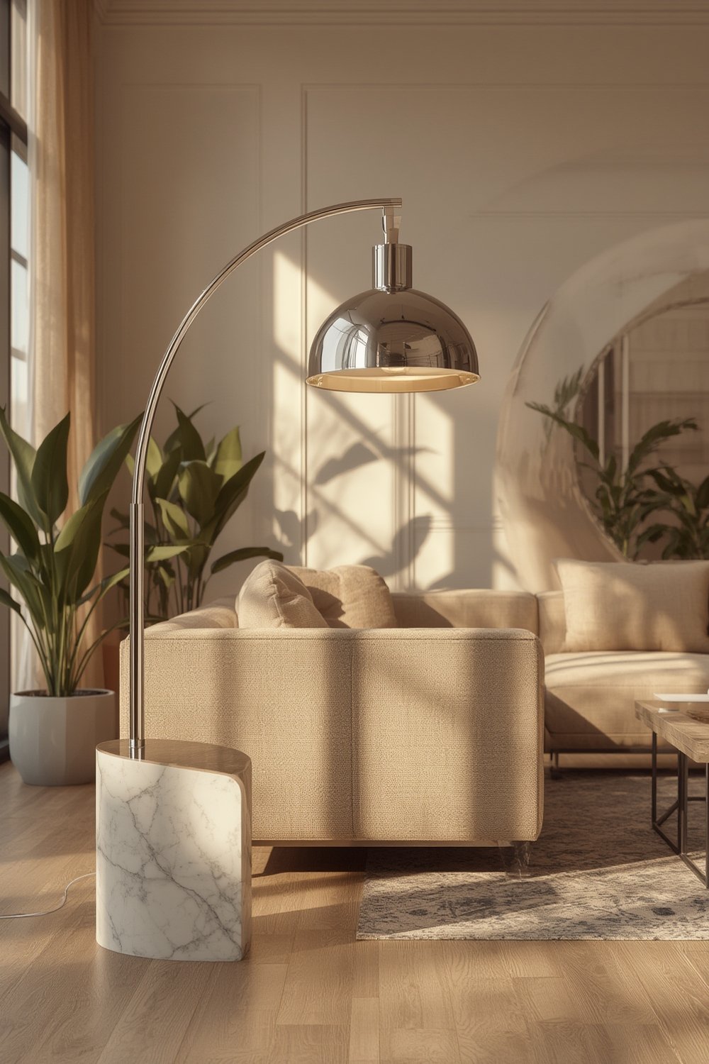 arc lamp in living room - Teamson Home Arquer 68.1 arc floor lamp