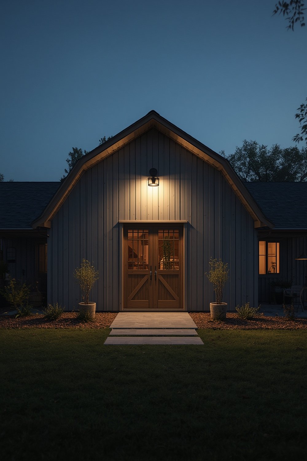 barn light in use on pole, illuminating yard lighting