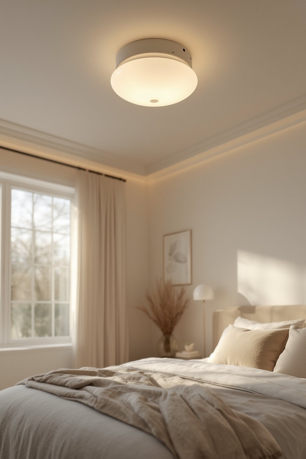 ceiling light installed in modern hallway with soft white glow