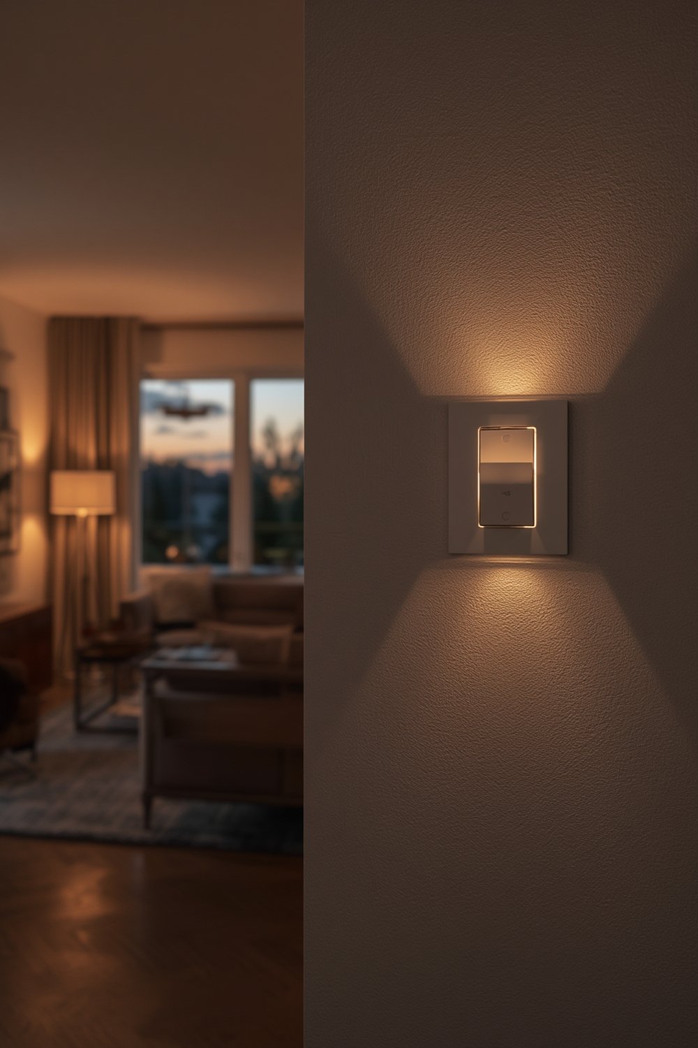 dimmer switch for home lighting, white Lutron dimmer at wall switch installation
