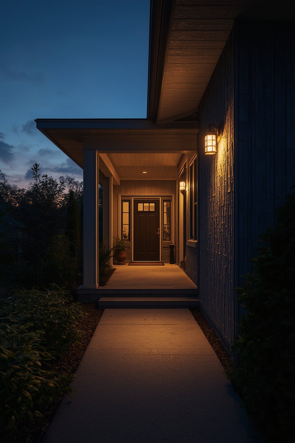 dusk dawn light bulb in outdoor fixture at night