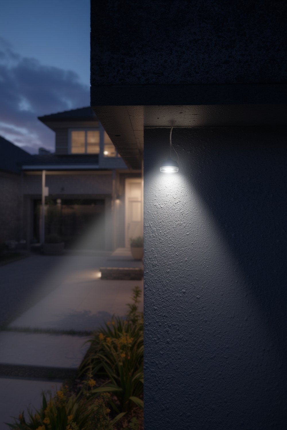 floodlight camera in use during nighttime home monitoring