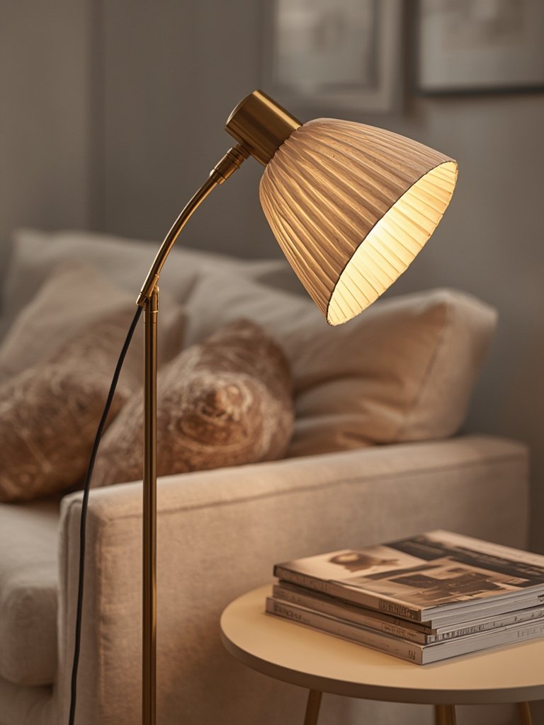 bohemian lamp white pleated shade close-up