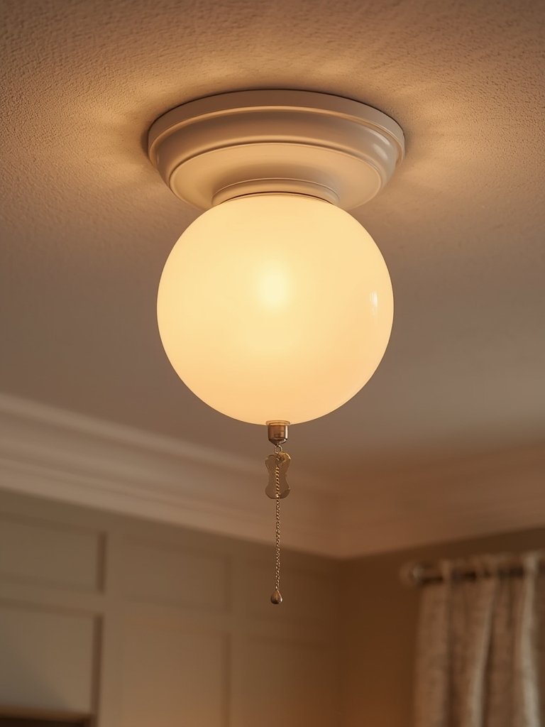 flush mount ceiling light fixture glowing in elegant dining room