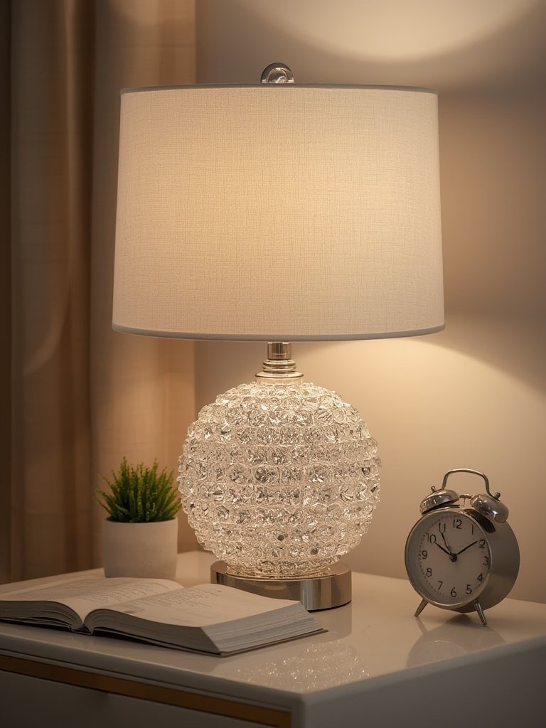 Crystal Lamp: 7 Ultimate Secrets For Amazing Bedroom Ambiance In 2026 2 modern bedside crystal lamp with LED bulb and white linen shade