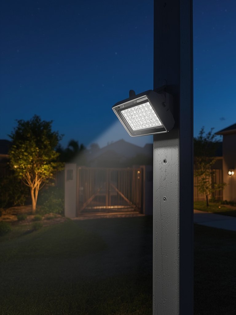 outdoor security barn light illuminating property at night