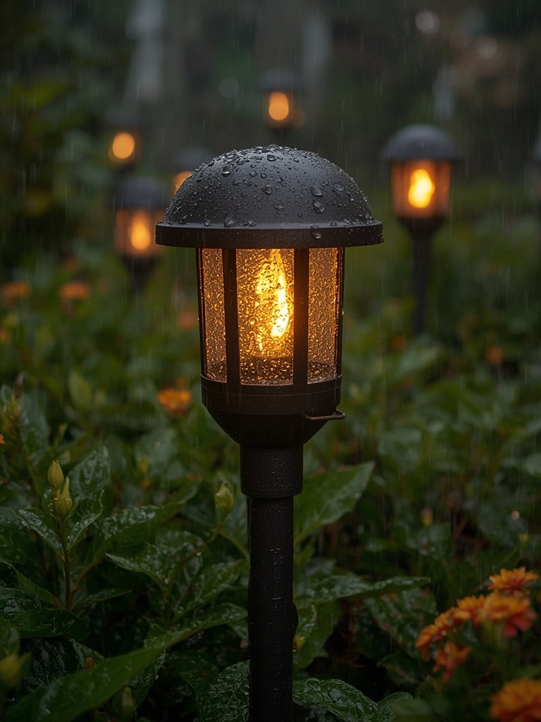 patio lighting with outdoor torches and decorative backyard ambiance
