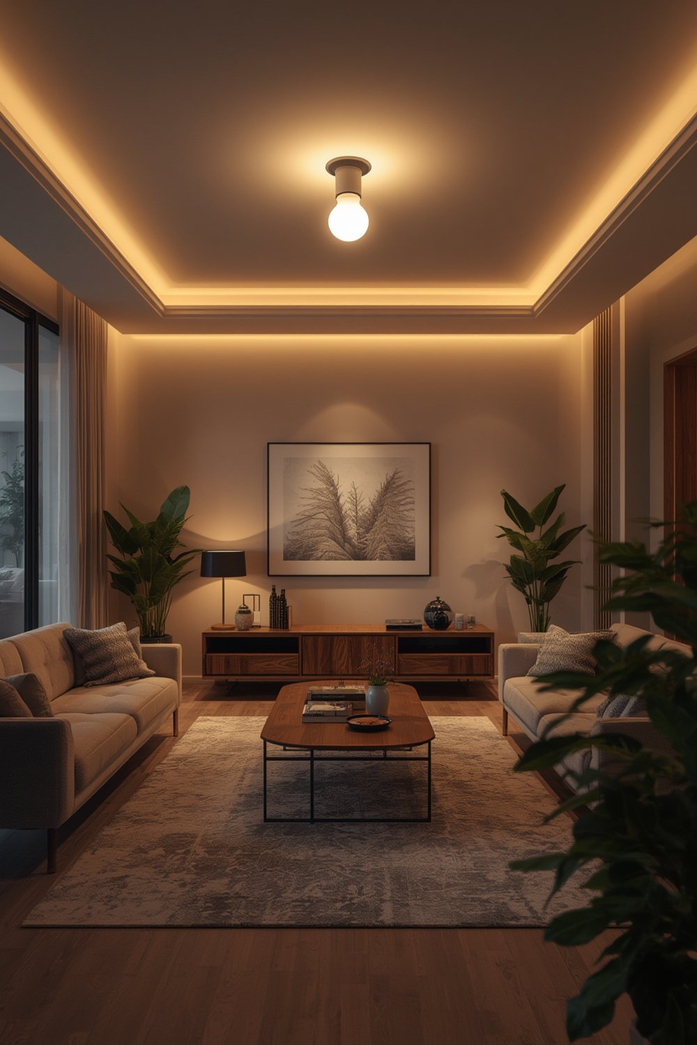 smart bulb in living room lamp