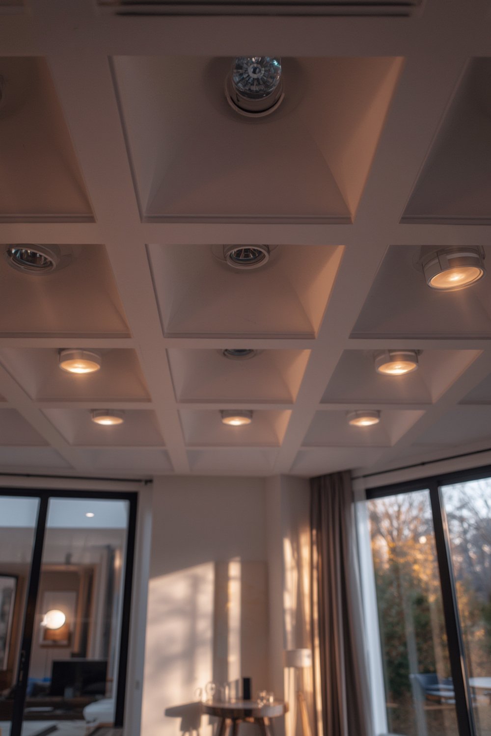 smart downlights installed in modern ceiling