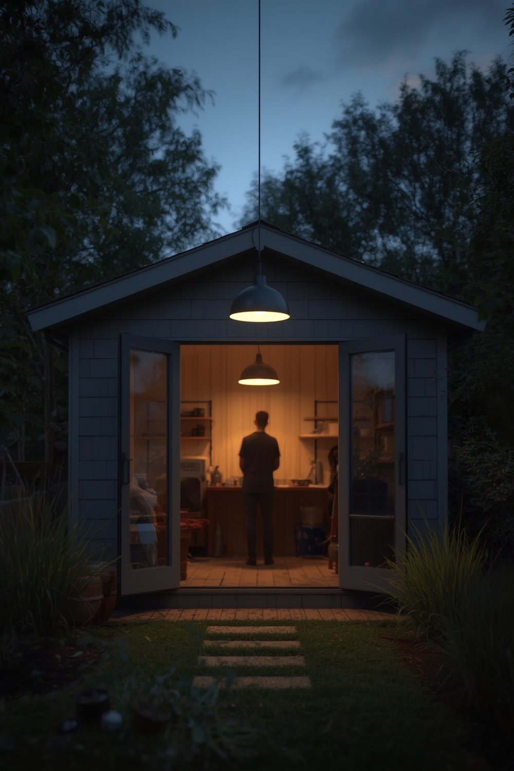 solar light illuminating barn as solar shed light