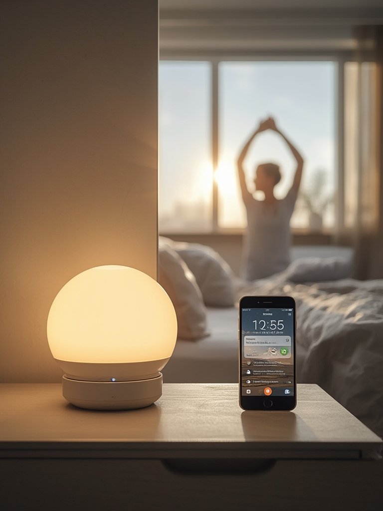 Wake Light: 7 Ultimate Steps For Amazing Sleep In 2026 2 wake light sunrise alarm illuminated on nightstand