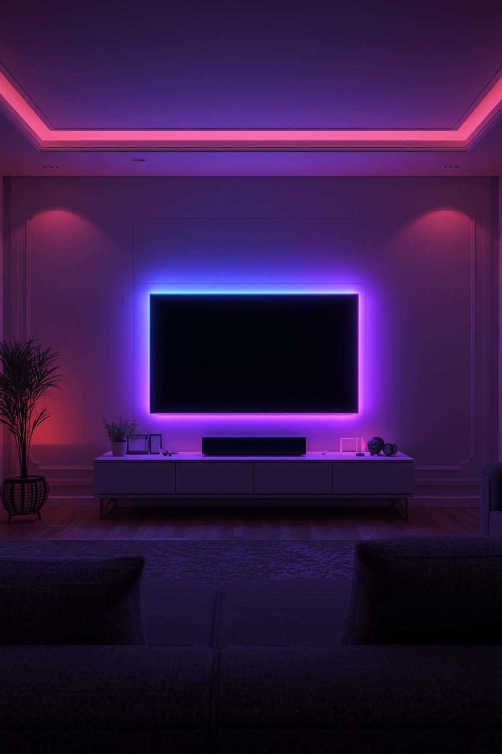 Tv Backlight: 7 Ultimate Steps For An Amazing TV Experience In 2026 1 tv backlight installed behind 75 inch TV in modern living room, colorful ambient lighting