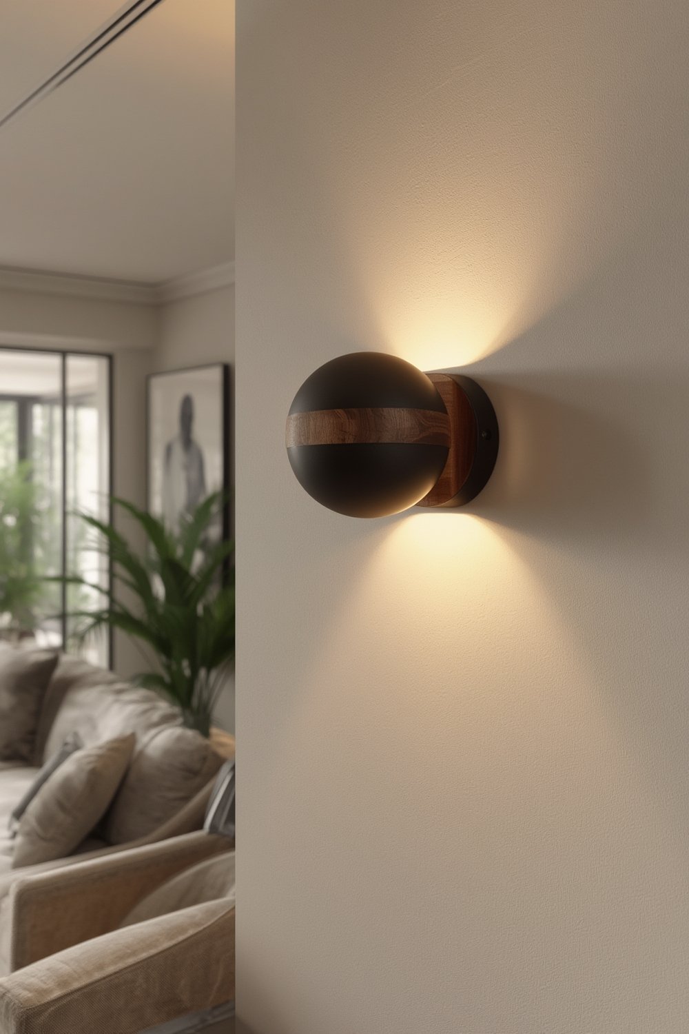 wall sconce matte black sconce with faux walnut accent