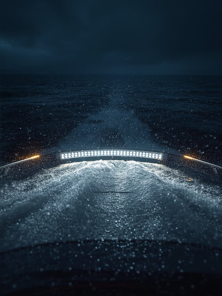 LED boat lights mounted on yacht