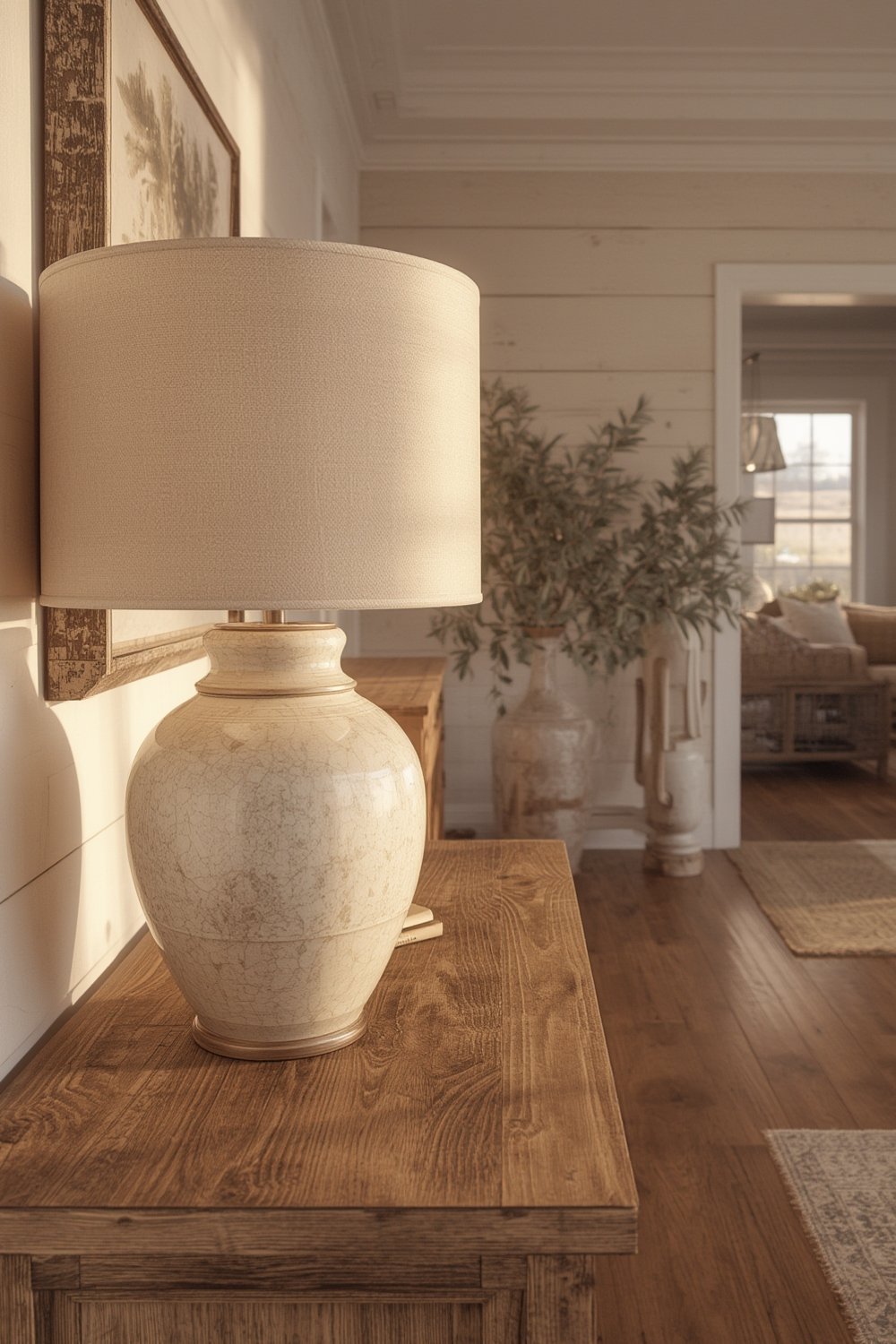 ceramic lamp on living room end table