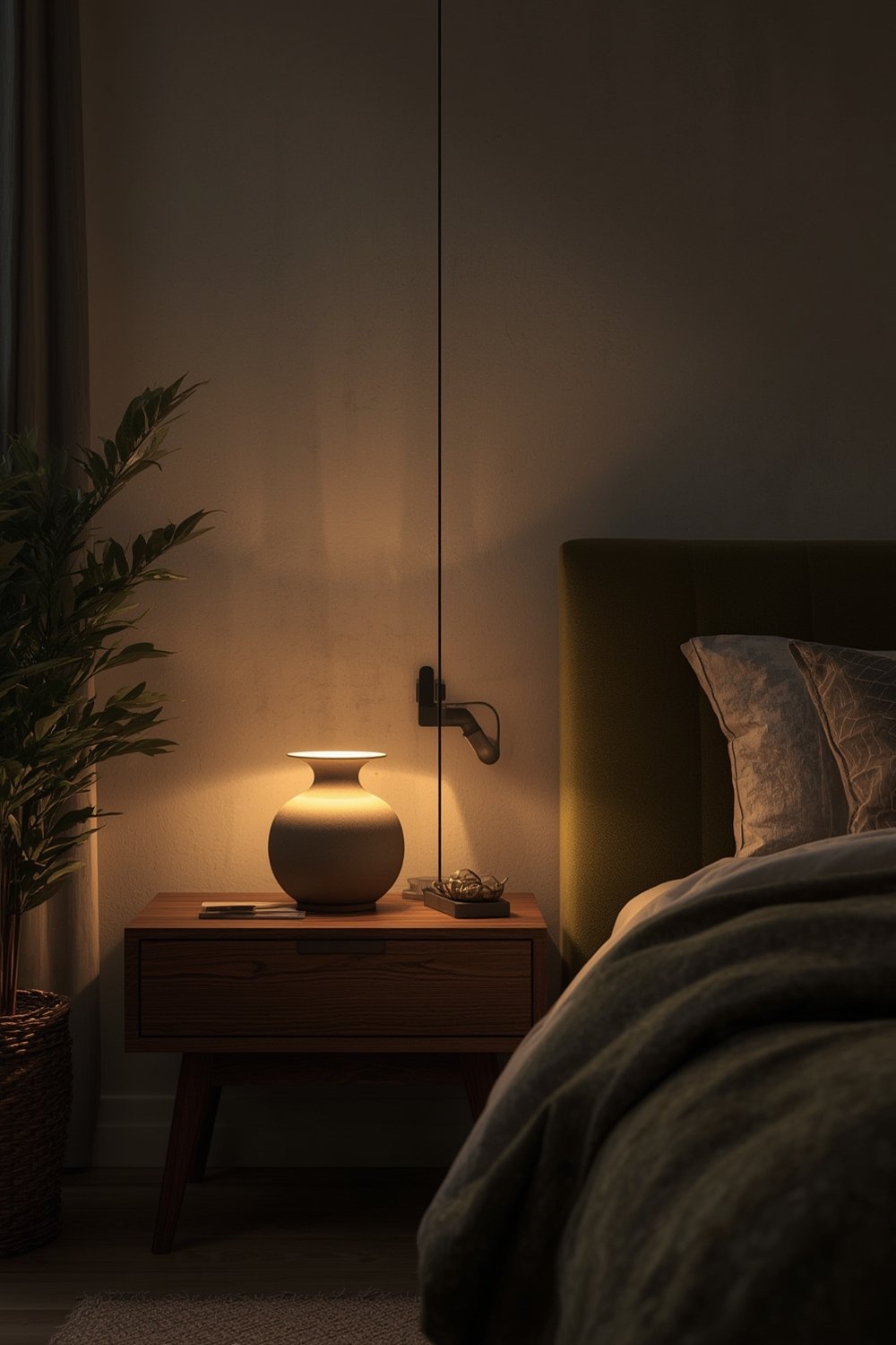 ceramic lamp Nourison olive green table lamp in modern living room