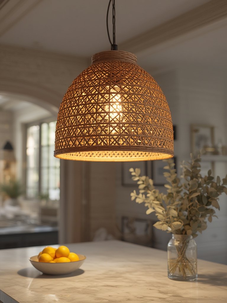 Rattan Pendant: 7 Ultimate Secrets For Amazing Coastal Style 2026 2 coastal lighting with rattan pendant over kitchen island