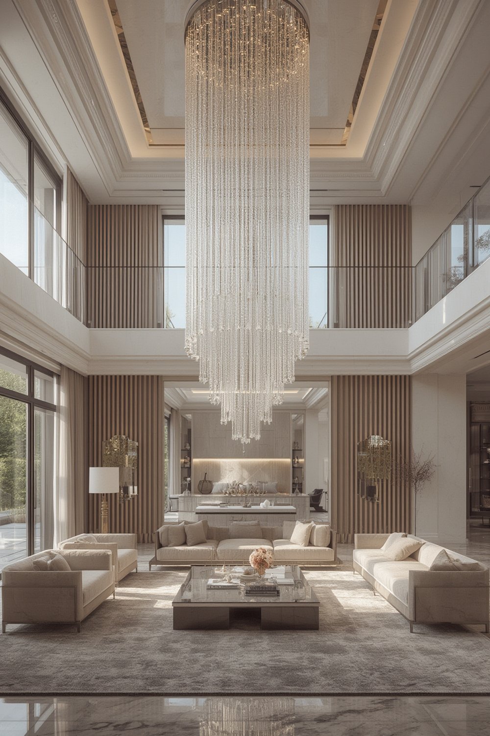 crystal chandelier hanging in elegant dining room