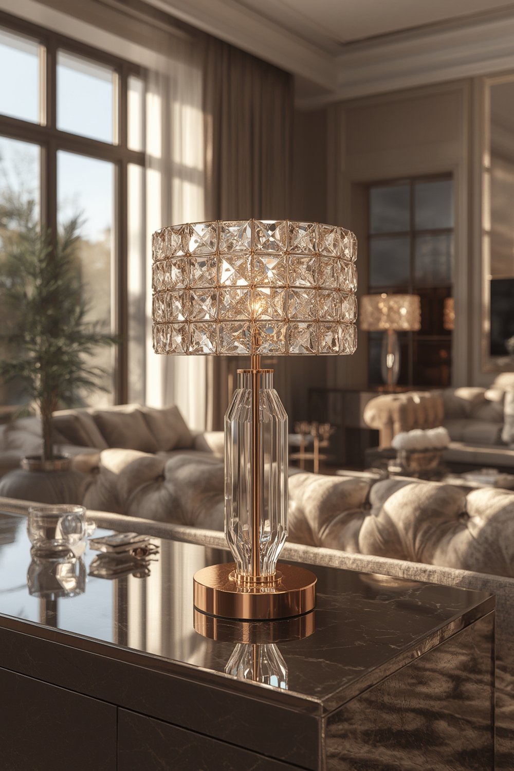 crystal lamp rose gold accent lighting modern decor