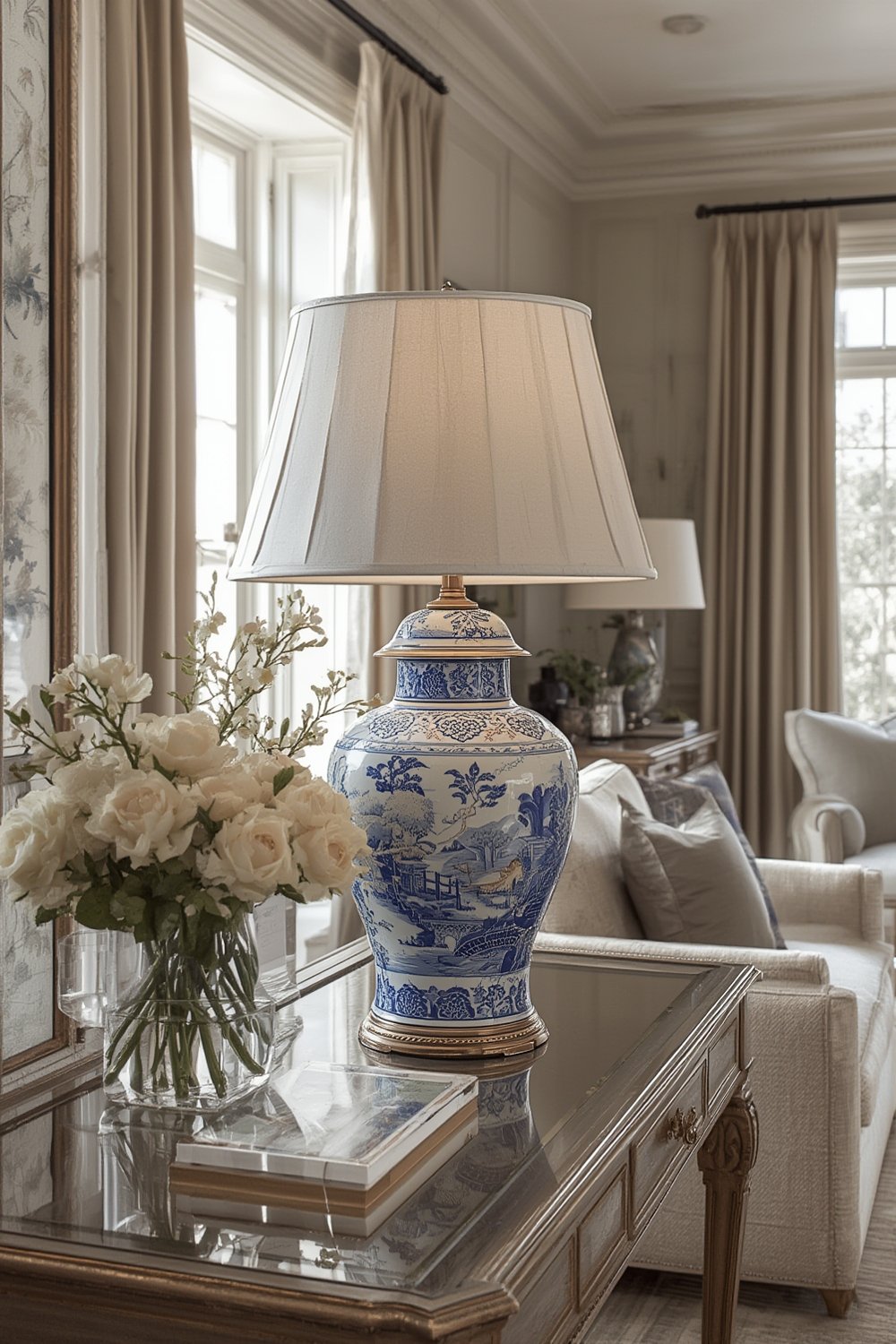 Ginger Jar: 10 Ultimate Secrets For Amazing Blue And White Decor In 2026 1 ginger jar table lamp with blue and white chinoiserie pattern in a classic bedroom