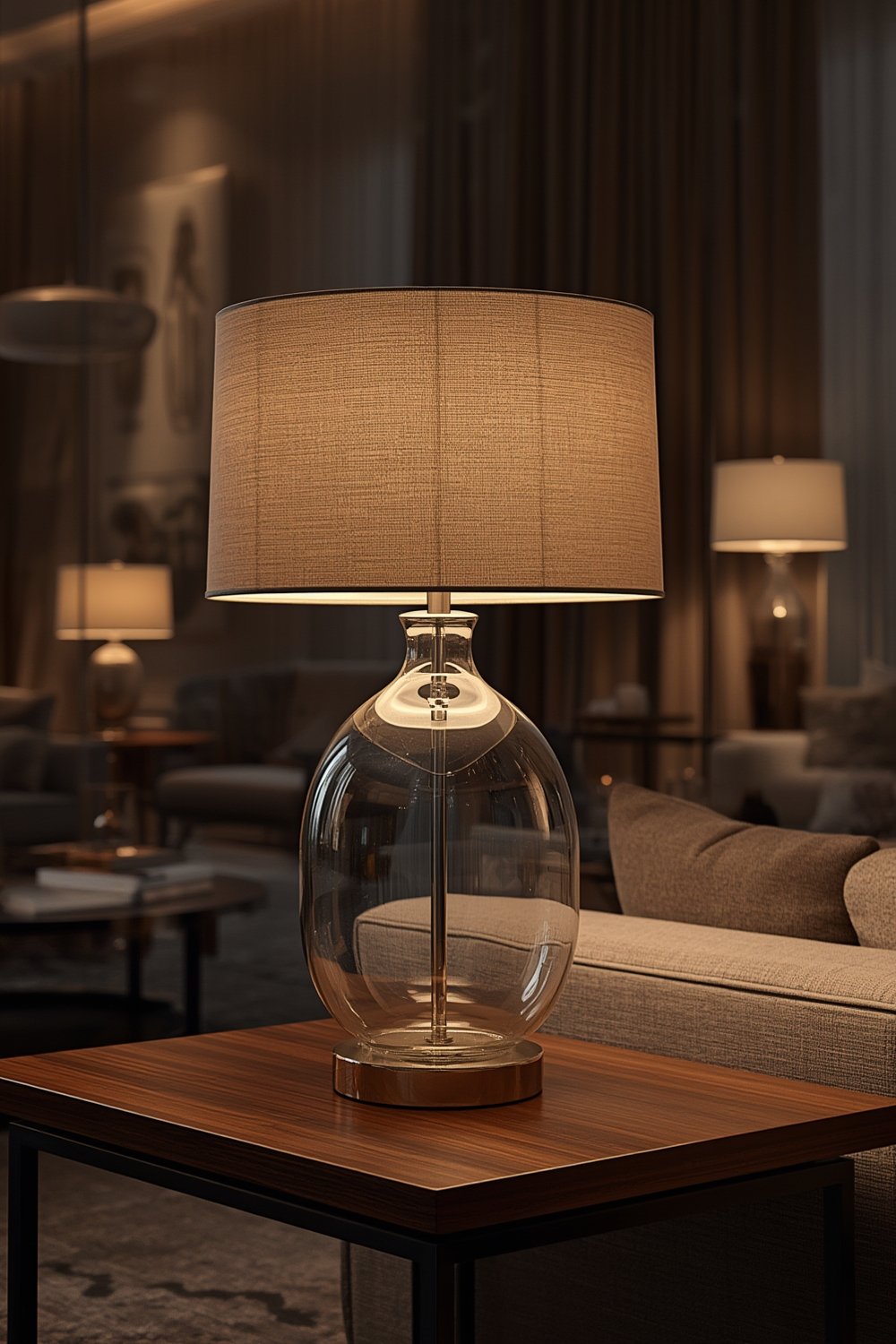 glass lamp in elegant modern interior