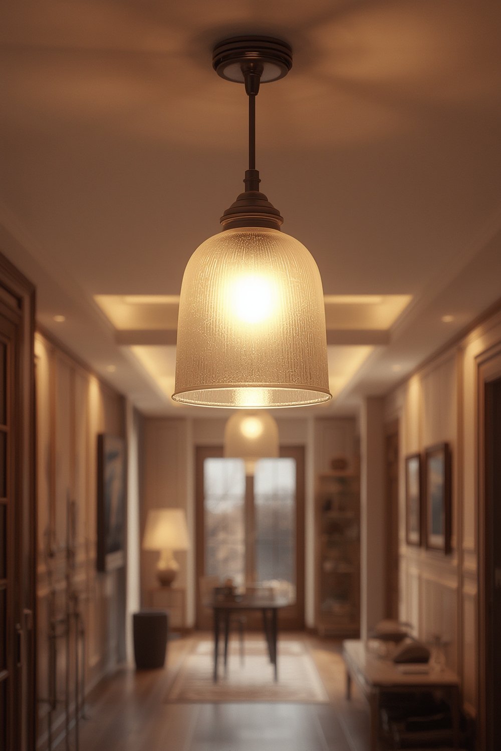 glass shade installed on modern light fixture