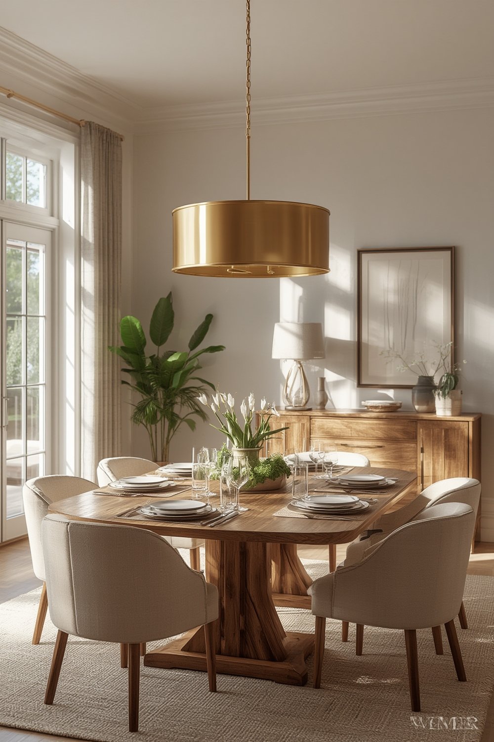 gold chandelier dining room lighting KSANA drum pendant