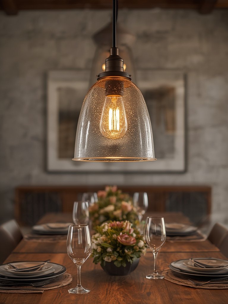 kitchen pendant glowing above stylish workspace with adjustable cord light