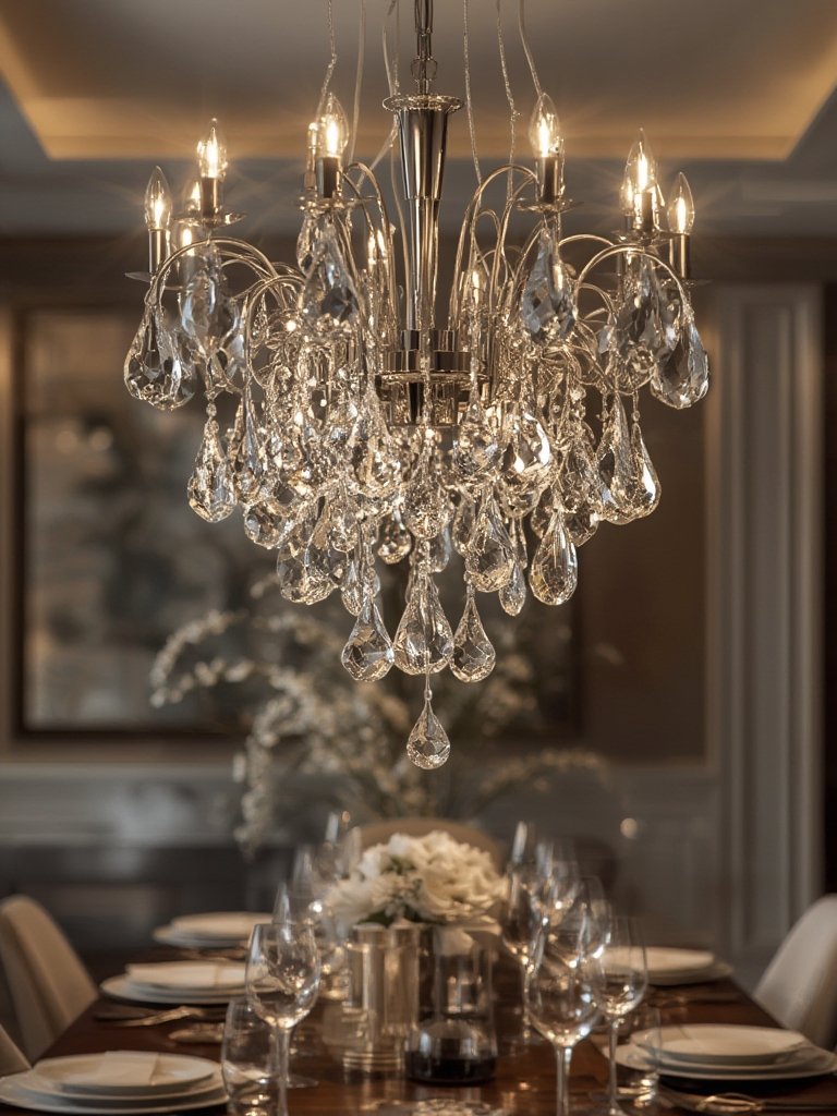 modern chandelier - K9 crystal raindrop lighting details