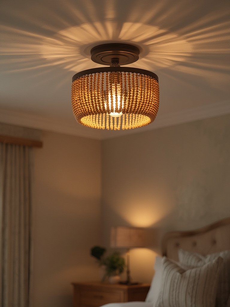 semi flush boho lighting fixture in modern ceiling decor setting