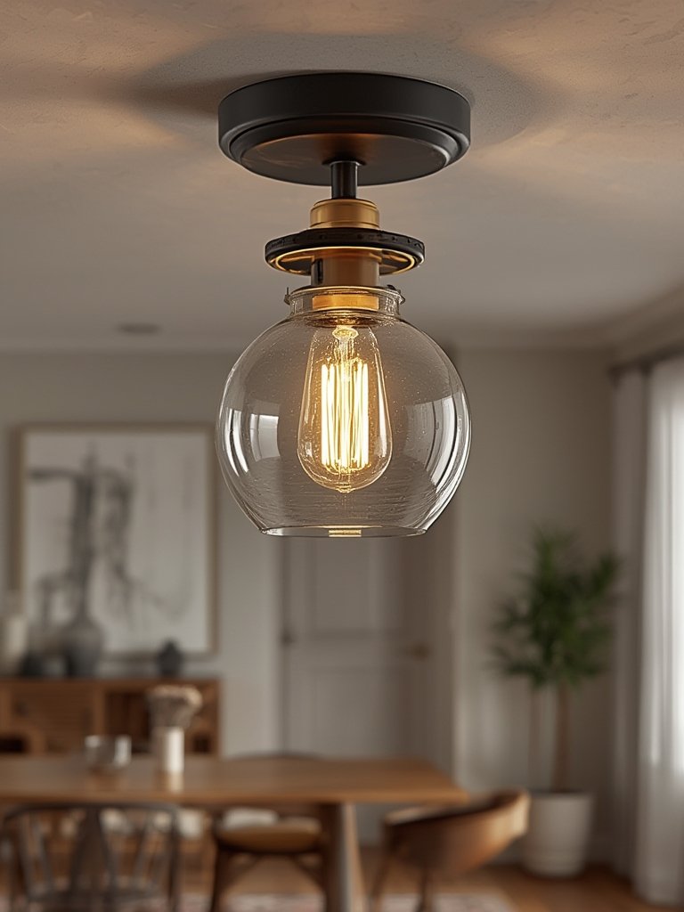 Ceiling Light: 5 Ultimate Steps For An Amazing 2026 Room Makeover 2 semi flush ceiling light installed in dining room, gold accent and glass shade