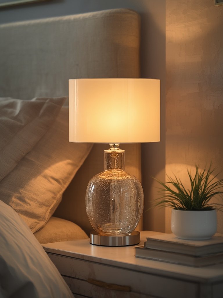 contemporary glass lamp with gold base