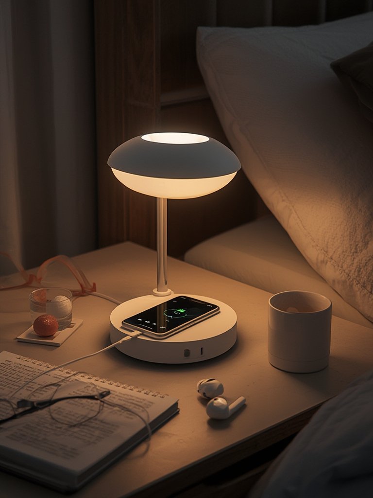 Charging Lamp: 7 Ultimate Steps For The Best Desk Solution 2 charging lamp on bedside table with phone plugged in