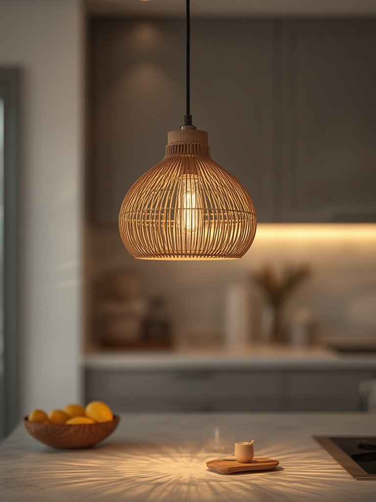 modern twine pendant light fixture room setup