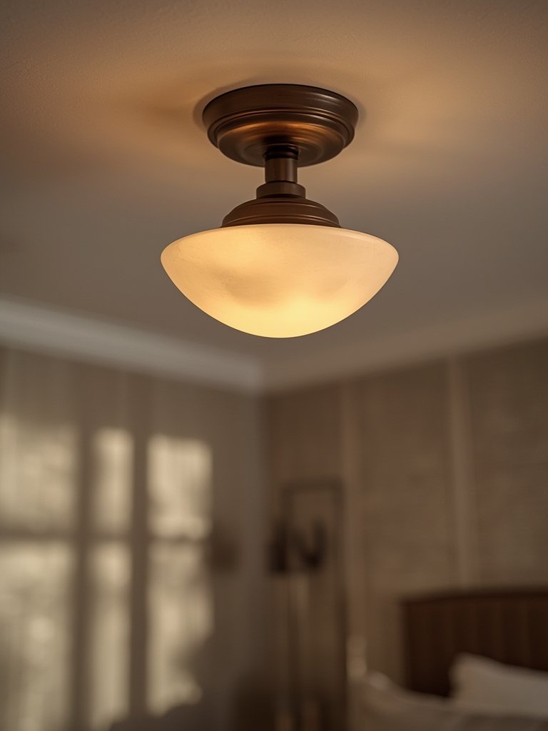 oil rubbed bronze ceiling light close up