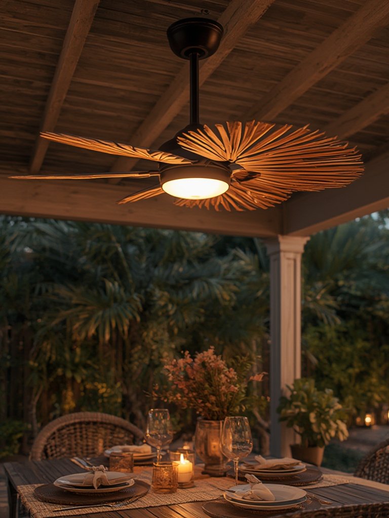 palm leaf fan detail and finish close-up