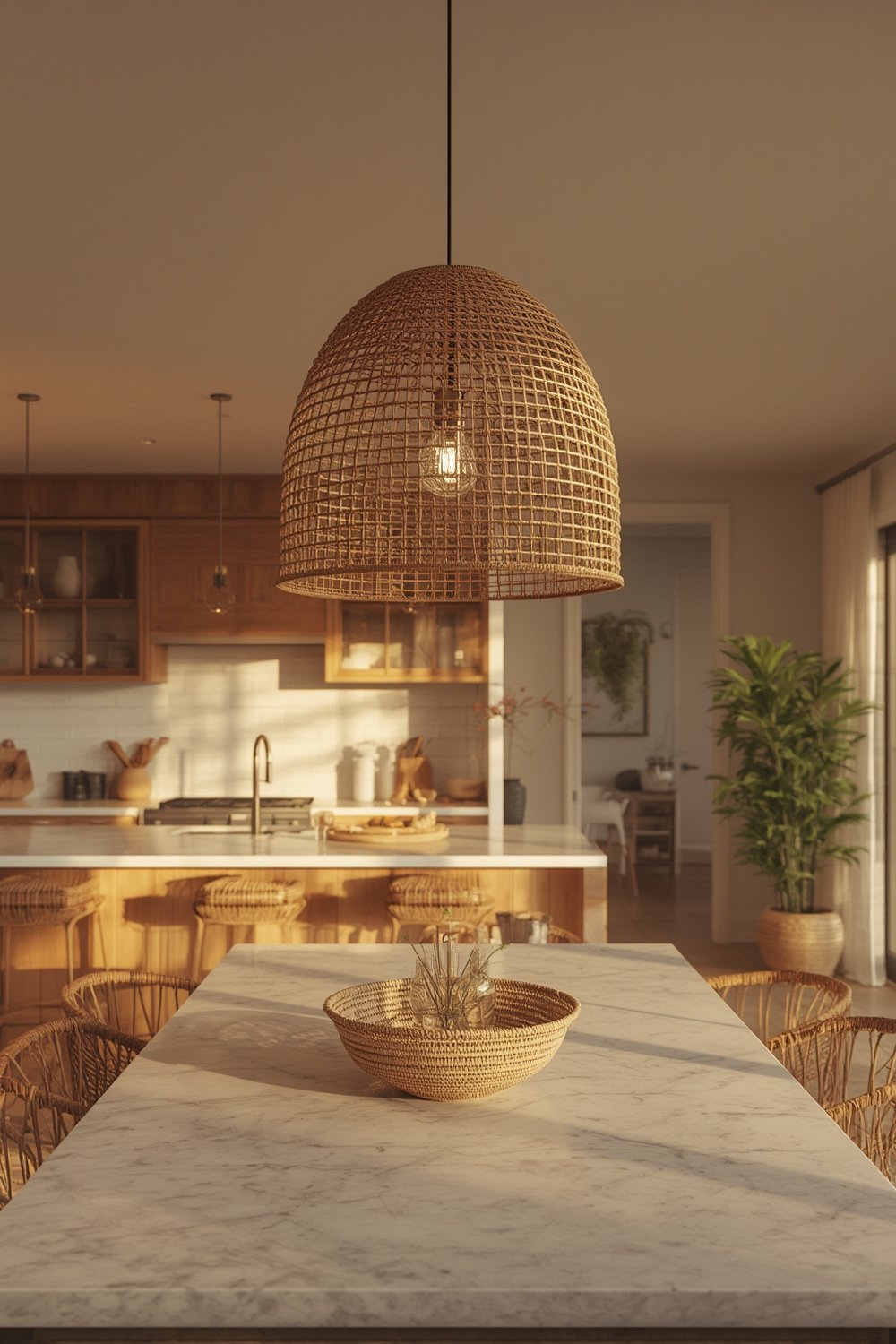 Rattan Pendant: 7 Ultimate Steps For An Amazing Kitchen Island Transformation 2026 1 rattan pendant installed in modern kitchen
